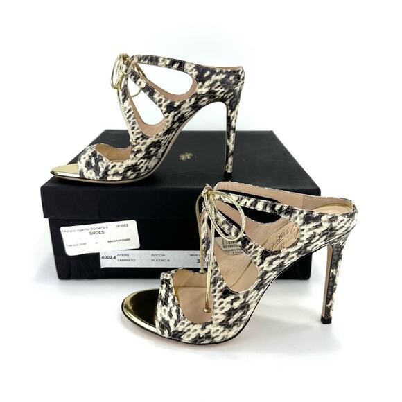 Alejandro Ingelmo Stiletto Heel Sandal Size 6.5 Snake Print Leather Slip-On New - Picture 15 of 16